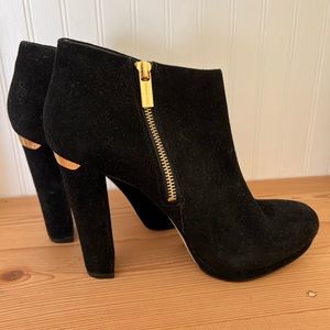 Michael Kors black suede zip booties. Size 8.5.